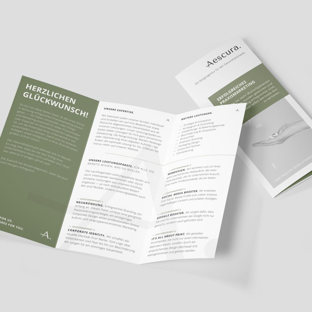 Chiara Hruby Lateo, Aescura, Corporate Design, Printmedien, Flyer